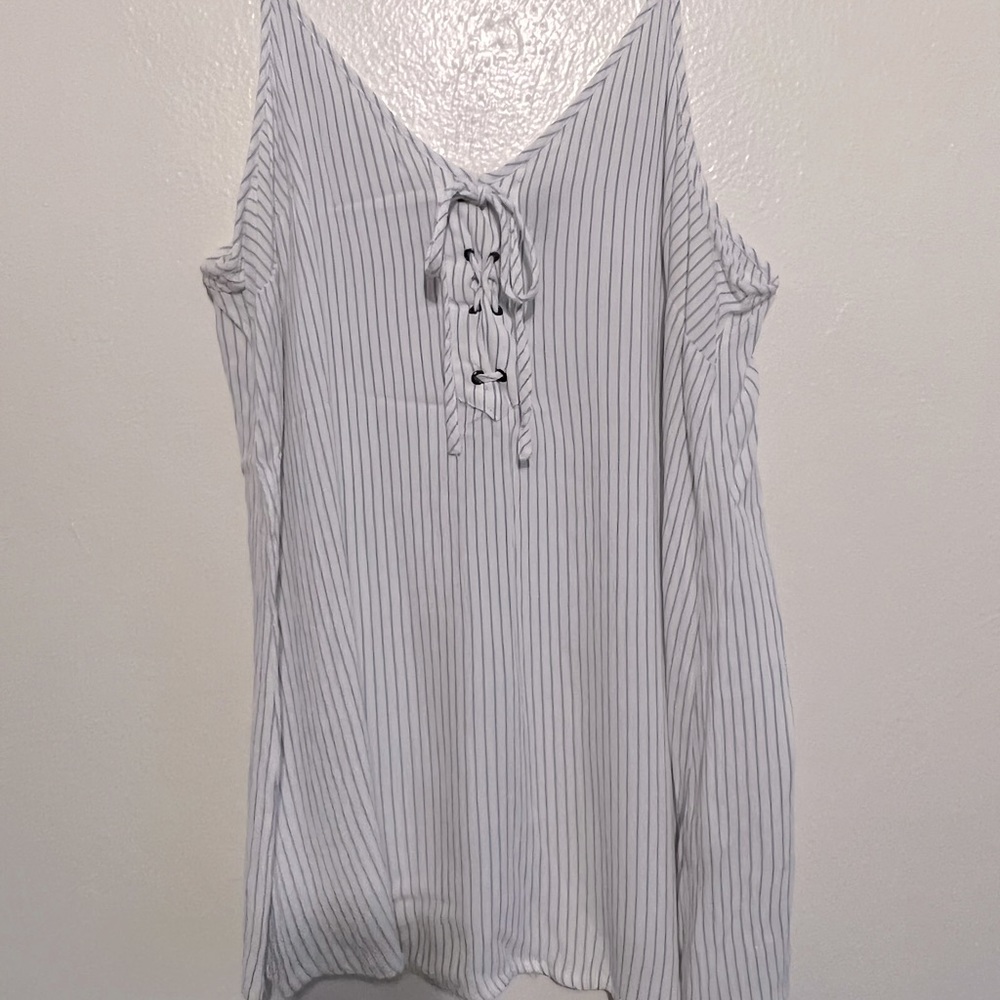 Torrid blue and white striped lace up tank top- Size 2 -18-20